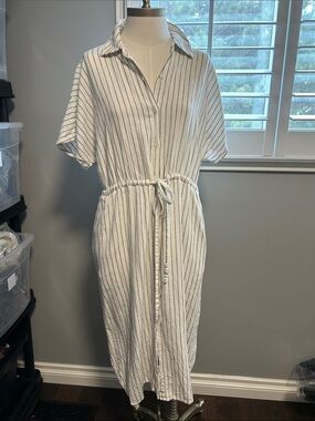 Target A New Day Striped Linen Blend Shirt Dress